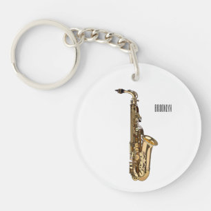 Saxophone Cartoon Illustration Schlüsselanhänger