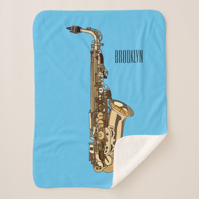 Saxophone Cartoon Illustration Sherpadecke (Vorderseite)