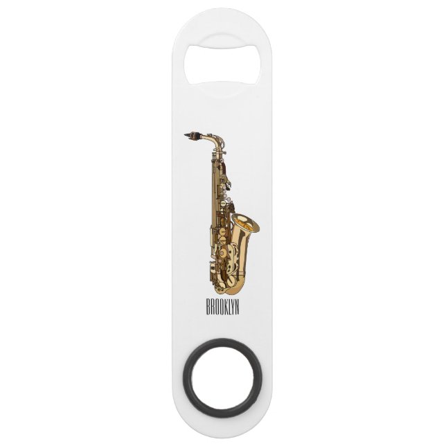 Saxophone Cartoon Illustration Speed Flaschenöffner (Vorderseite)