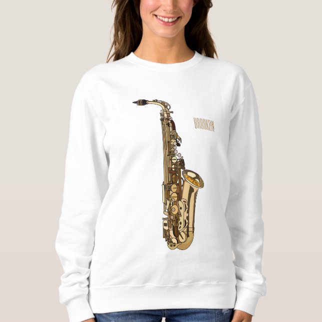 Saxophone Cartoon Illustration Sweatshirt (Vorderseite)
