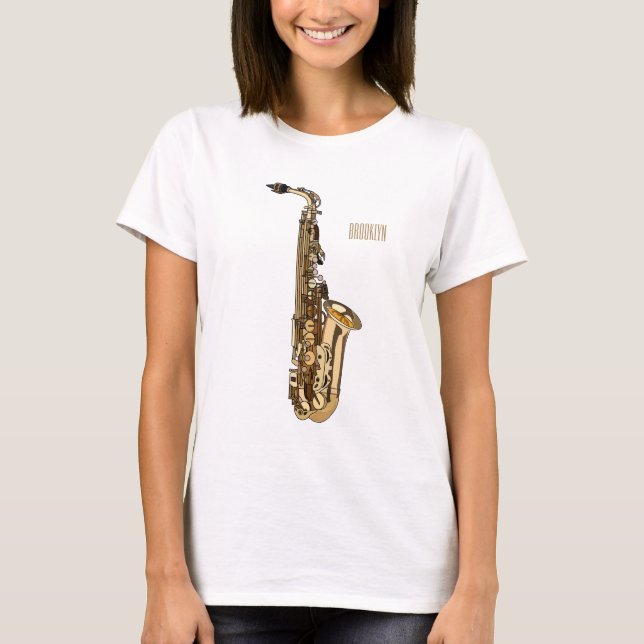 Saxophone Cartoon Illustration T-Shirt (Vorderseite)