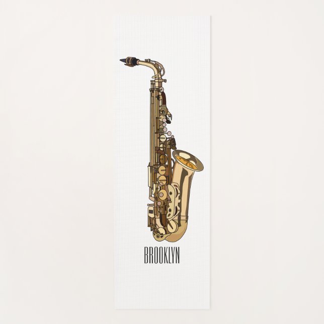 Saxophone Cartoon Illustration Yogamatte (Vorderseite)