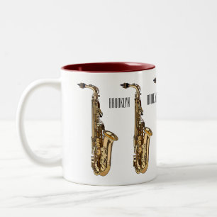 Saxophone Cartoon Illustration Zweifarbige Tasse
