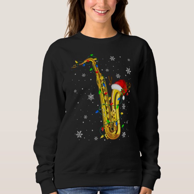 Saxophone Christmas  Music  Xmas Lights Santa Sweatshirt (Vorderseite)