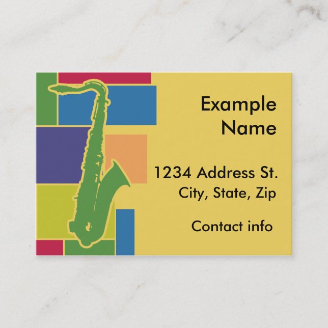 Saxophone Colorblocks Visitenkarte (Vorderseite)