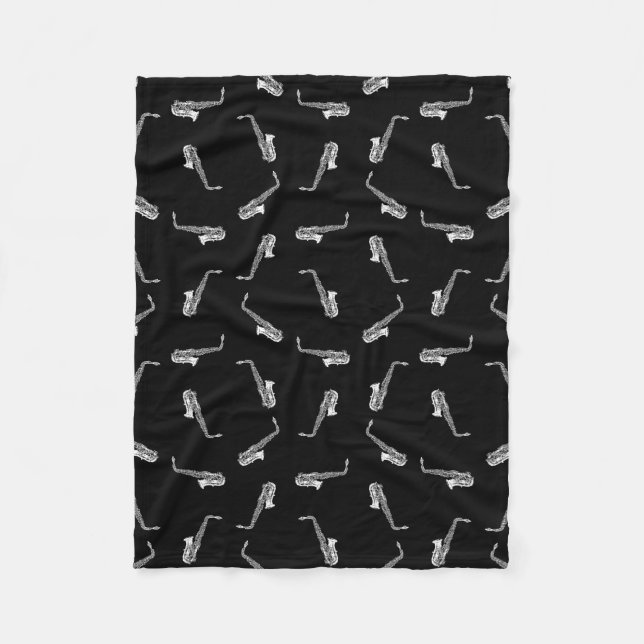 Saxophone-EntwurfVintages Saxophones-Musik-Muster Fleecedecke (Vorderseite)