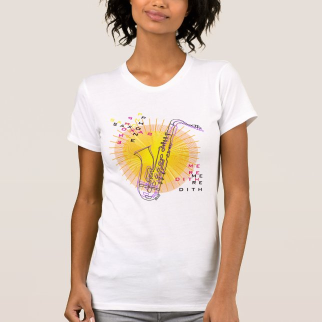 Saxophone Illustration Cool Moderne Kunst Saxophon T-Shirt (Vorderseite)