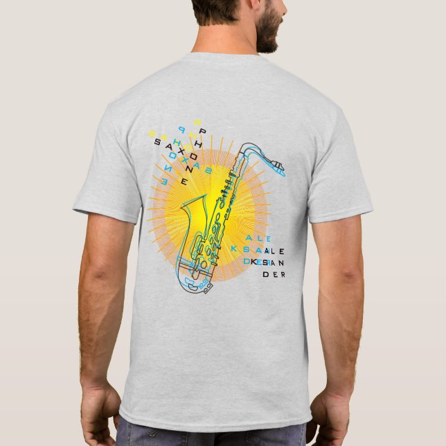 Saxophone Illustration Cool Moderne Kunst Saxophon T-Shirt (Rückseite)