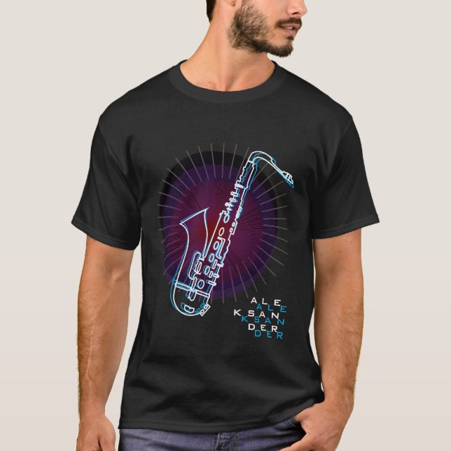 Saxophone Illustration Cool Moderne Kunst Saxophon T-Shirt (Vorderseite)