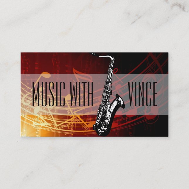 Saxophone Instructor Music Studio Business Card Visitenkarte (Vorderseite)