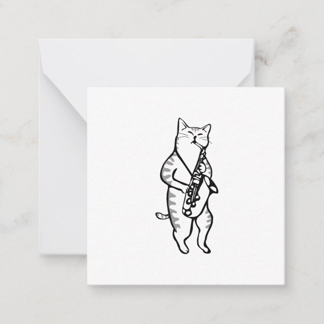 Saxophone Instrument Music Jazz Cat Post-it Notes Mitteilungskarte (Vorderseite)