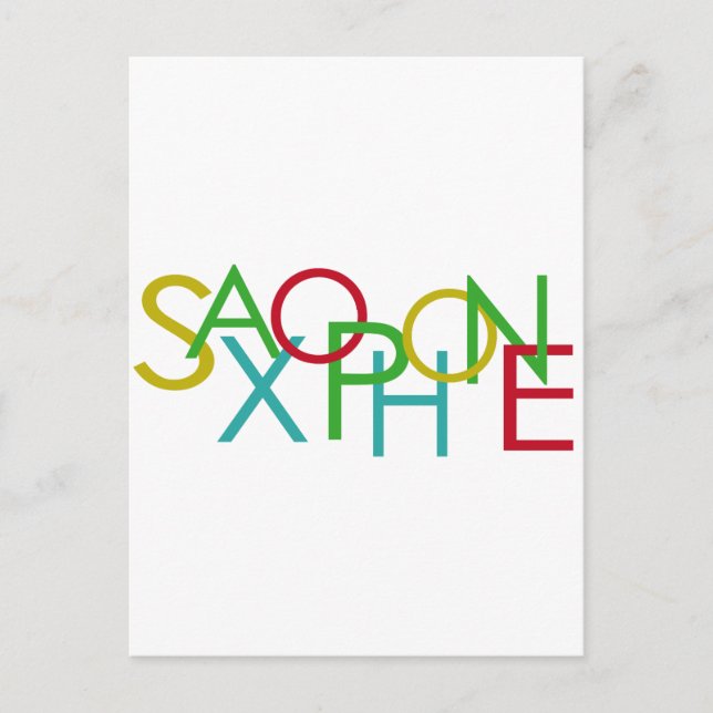 SAXOPHONE Letters Postkarte (Vorderseite)