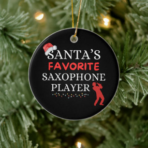 Saxophone-Lieblings-Spieler des Weihnachtsmanns Keramik Ornament