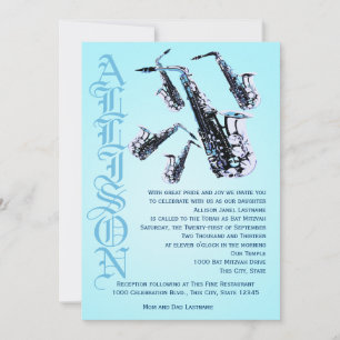 Saxophone Music Bat Mitzvah Einladung