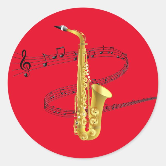 Saxophone Music Classic Round Sticker (Vorderseite)