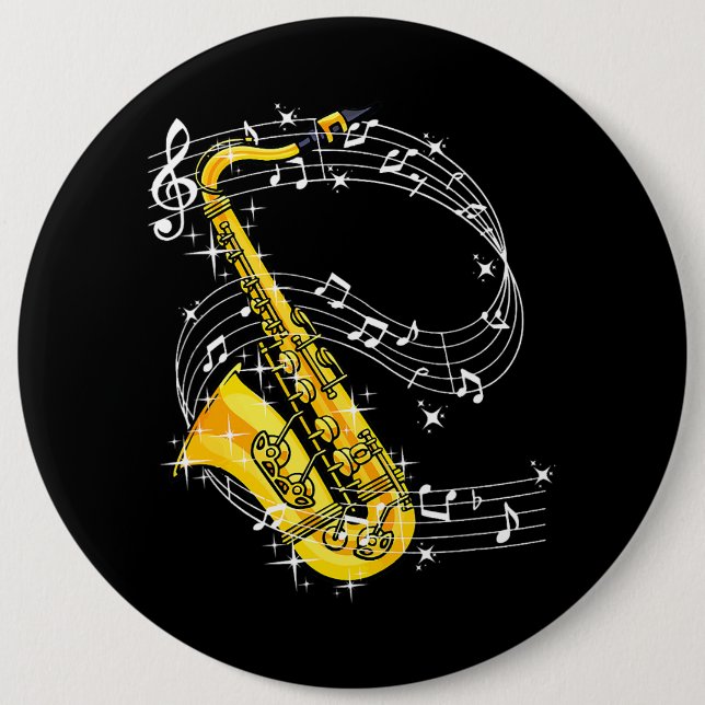 Saxophone Music Jazz Saxophon Button (Vorderseite)