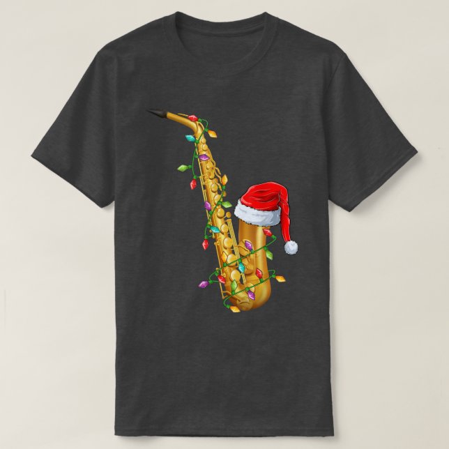 Saxophone Music Lover Xmas Weihnachtsmannmütze Sax T-Shirt (Design vorne)
