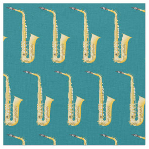 Saxophone Music Musician Room Dekoration Aquamarin Stoff