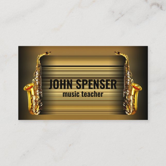 Saxophone Music Teacher Retro Business Card Visitenkarte (Vorderseite)