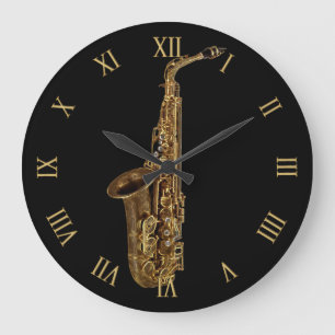 Saxophone Music-Themed Musician's Geschenk Große Wanduhr