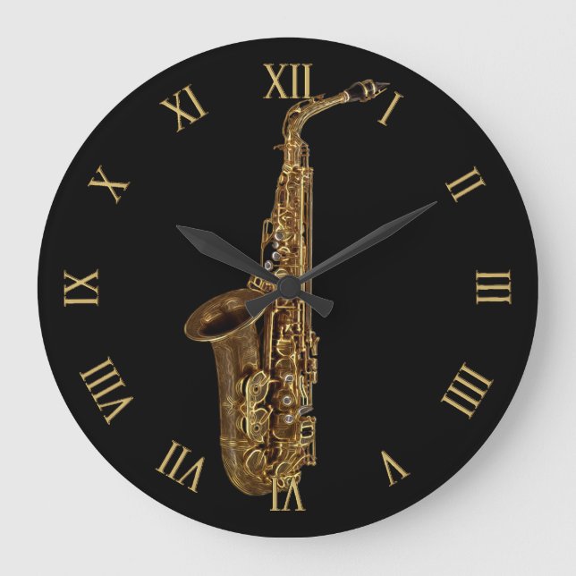 Saxophone Music-Themed Musician's Geschenk Große Wanduhr (Vorderseite)
