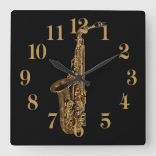 Saxophone Music-Themed Musician's Geschenk Quadratische Wanduhr