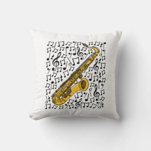 Saxophone Musical Notes, sächsische Musiklehrerin Kissen