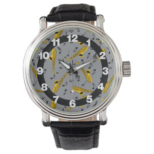 Saxophone Musiknote Pattern Armbanduhr