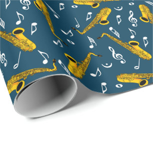 Saxophone Musiknote Pattern Geschenkpapier