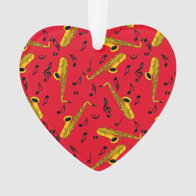 Saxophone Musiknote Pattern Ornament (Vorderseite)