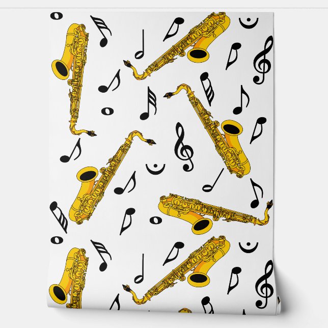 Saxophone Musiknote Pattern Tapete (Abrollen)