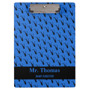 Saxophone Musiknoten Personalisiert Blue Klemmbrett