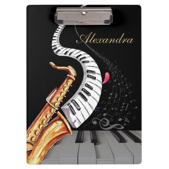 Saxophone Piano Music Luxus Personalisiert Klemmbrett (Vorderseite)
