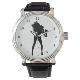Saxophone Player Girl Jazz Music Watch Geschenk Armbanduhr