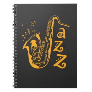 Saxophone Player Jazz Music Lover Musical Notes Notizblock