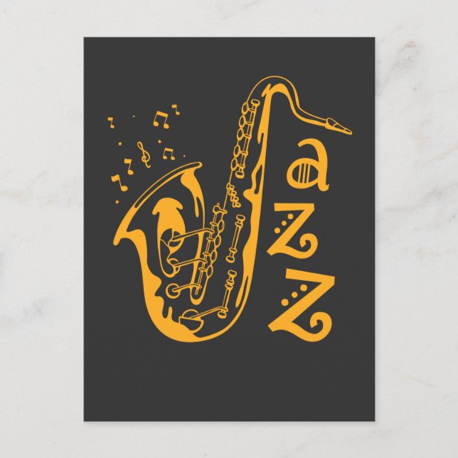 Saxophone Player Jazz Music Lover Musical Notes Postkarte (Vorderseite)