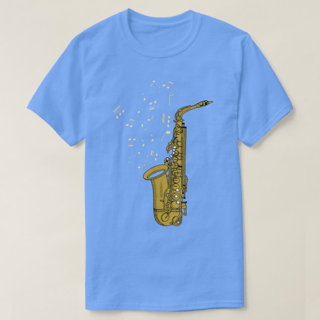 Saxophone Player Jazz Music Notes Saxophonist Saxo T-Shirt (Design vorne)