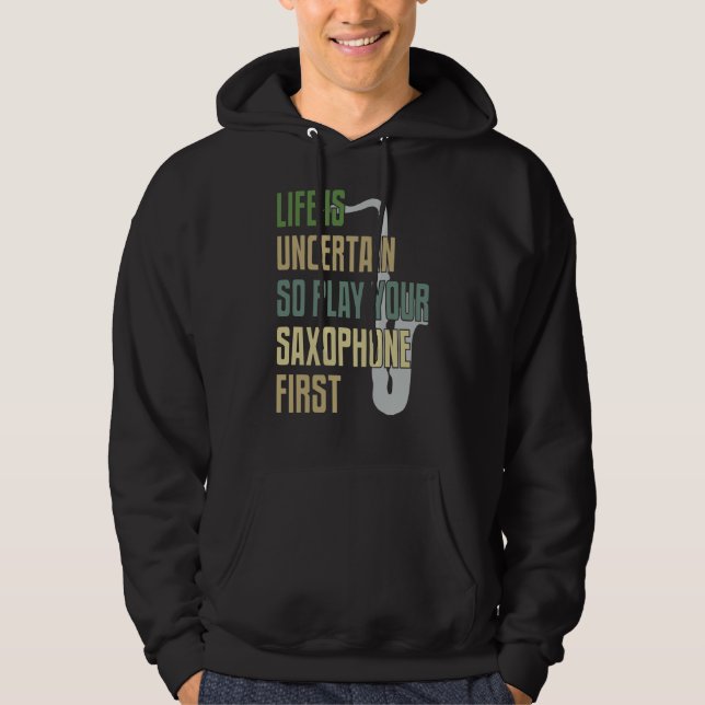 Saxophone Player Retro Style Hoodie (Vorderseite)
