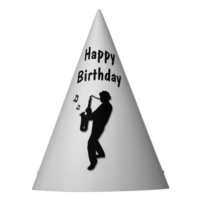 Saxophone Player Silver Birthday Party Partyhütchen (Vorderseite)