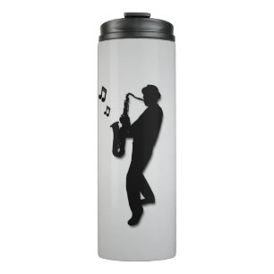 Saxophone Player Silver Thermosbecher