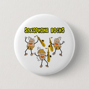 Saxophone Rocks Button