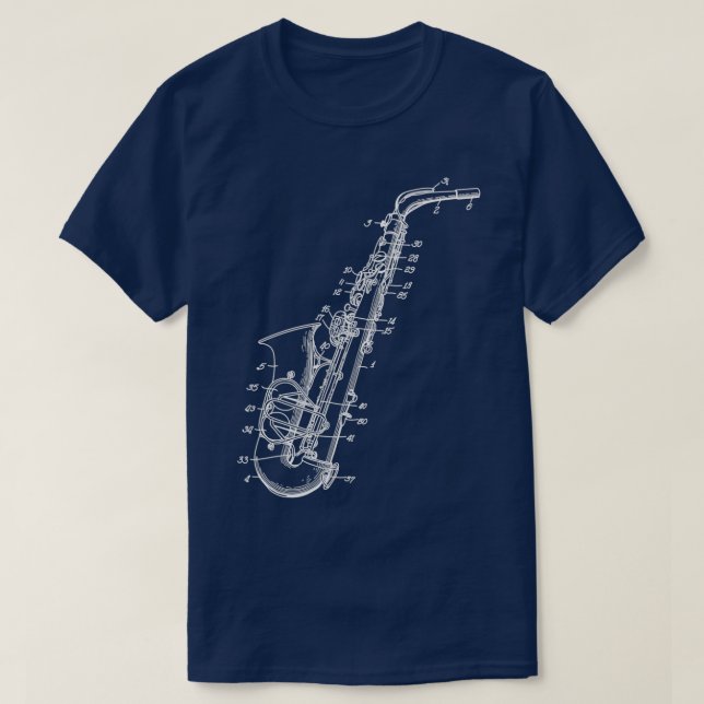 Saxophone Sax Player Illustration T-Shirt (Design vorne)