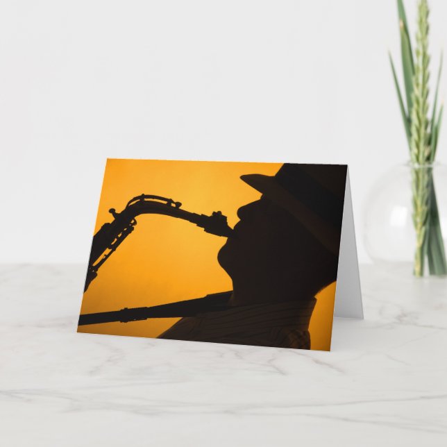Saxophone Shadow oder Silhouette Grußkarte Karte (Vorderseite)