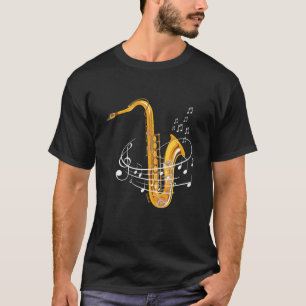Saxophone Sheet Notes Saxophon Reed Woodwing Jazz T-Shirt