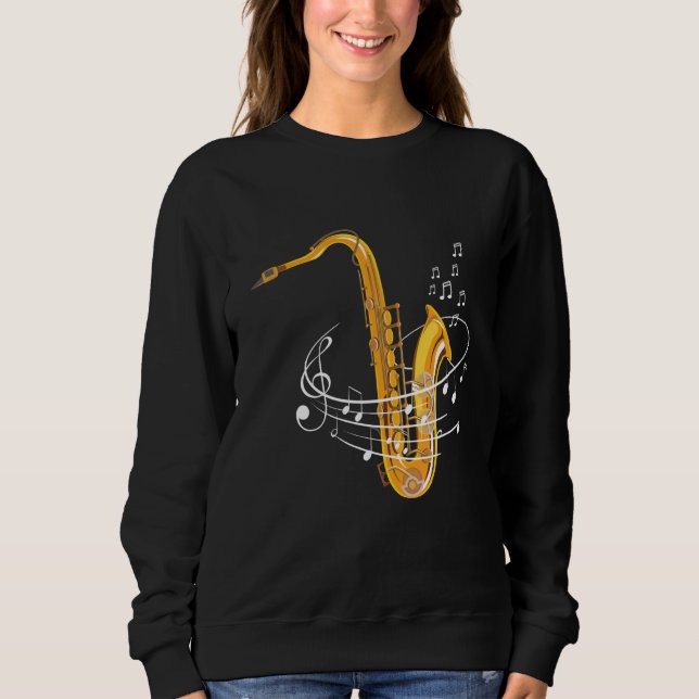 Saxophone Sheet Notes Saxophone Reed Woodwing Jazz Sweatshirt (Vorderseite)