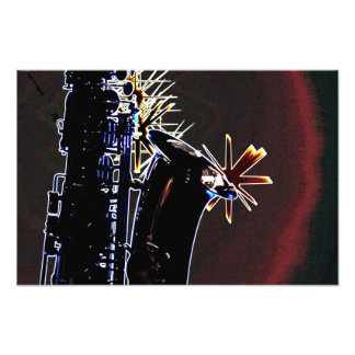 Saxophone Silhouette mit Sternen drucken Fotodruck
