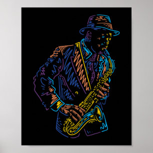 Saxophone-Spieler abstrakte Kunst Poster