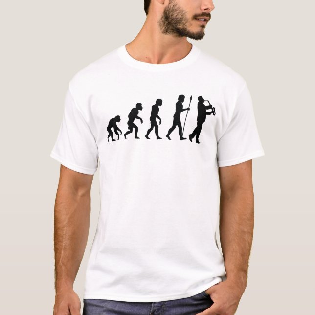 Saxophone-Spieler-Evolution T-Shirt (Vorderseite)