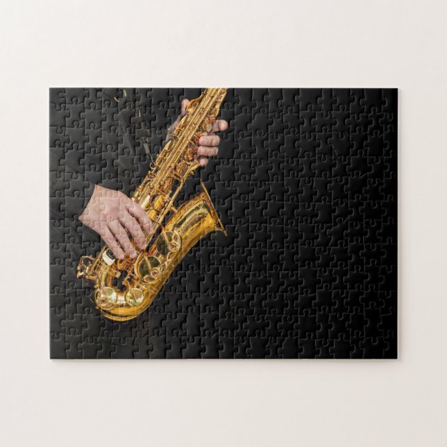 Saxophone-Spieler gibt Saxophonist Jazz ab Puzzle (Horizontal)