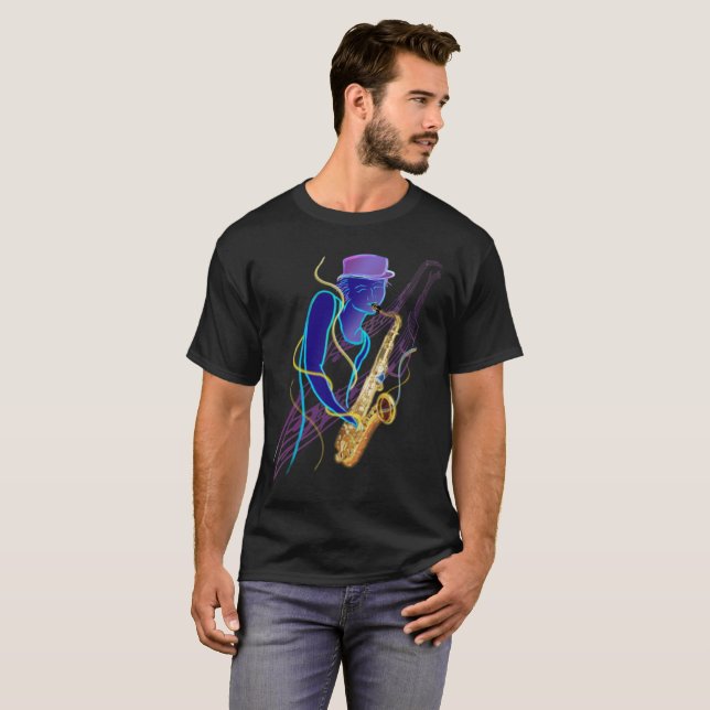 Saxophone-Spieler-T - Shirt (Vorne ganz)